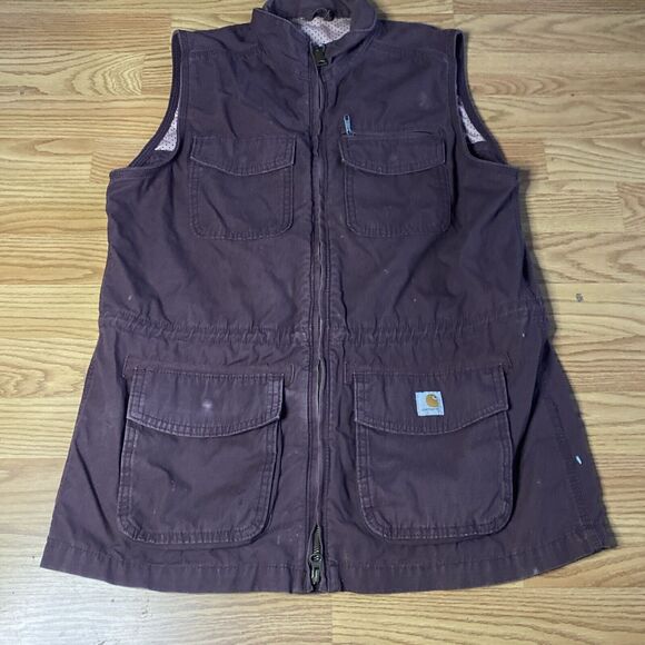 Carhartt El Paso Utility Vest Women's Medium Full Zip Rugged Pockets Fishing - Picture 1 of 5